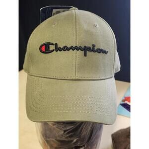 Champion Olive Green Adjustable Leather Back Strap Baseball Cap - NWT